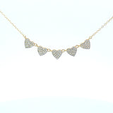 Sterling silver pave heart shape bar necklace