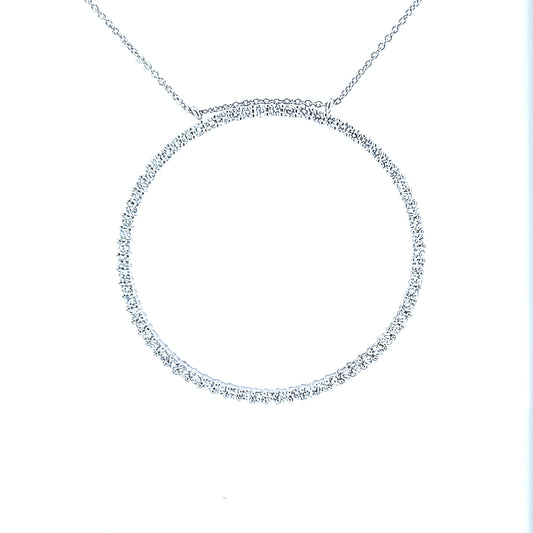 Sterling silver large open circle cz diamond necklace