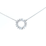 Sterling silver open circle pendant with baguette cz’s