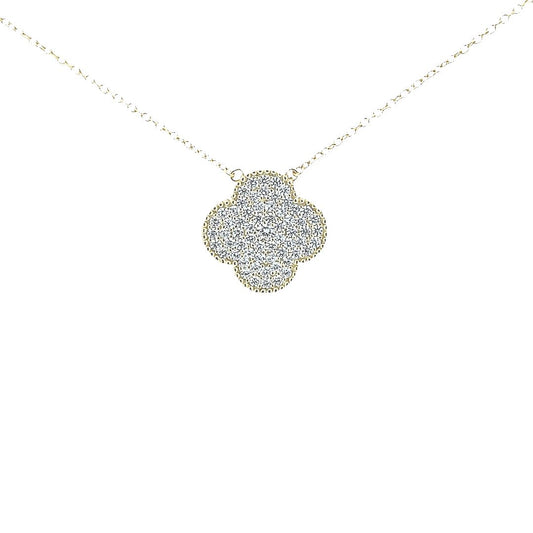 Sterling silver pave clover on yellow chain