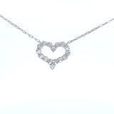 Sterling silver cz diamond open heart necklace on paperclip chain