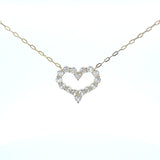 Sterling silver cz diamond open heart necklace on paperclip chain