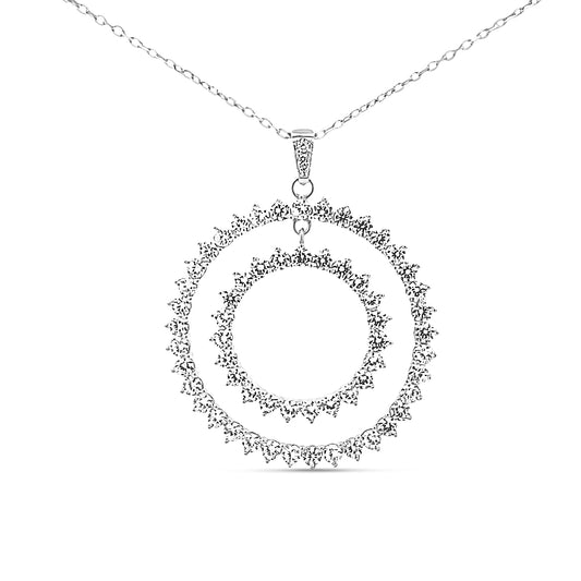 Sterling silver double open cz diamond pendant