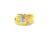 Italian vermeil multi gold row ring with cz diamond