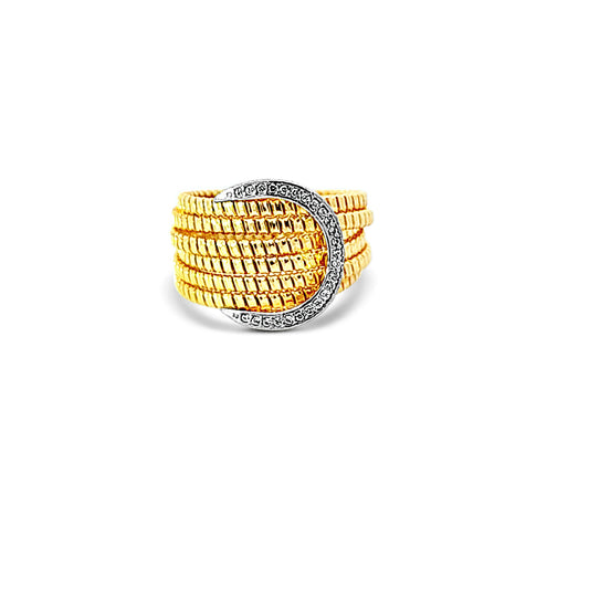 Italian vermeil multi gold rows with interlocked cz diamond