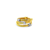 Italian vermeil triple gold coiled ring with scattered diamonds