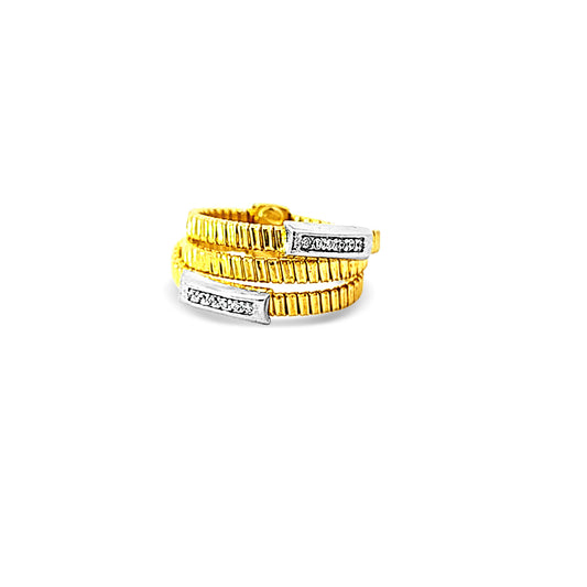 Italian vermeil triple coiled ring with cz diamond bars