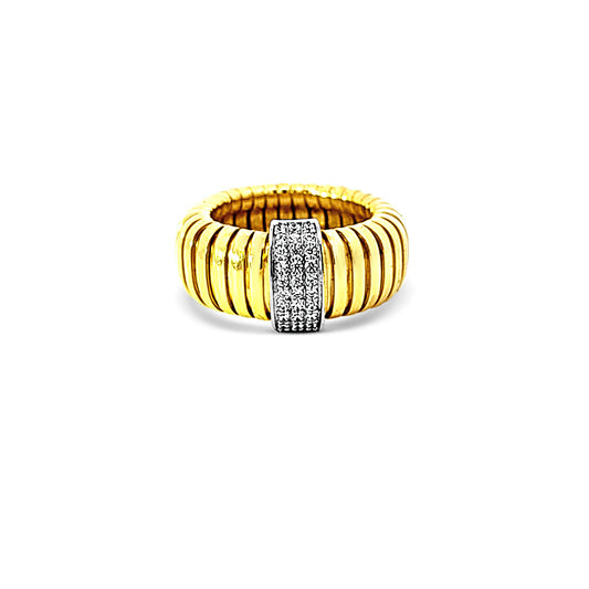 Italian vermeil large coiled band with cz diamond in center