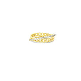 Sterling silver gold cuban ring with cz diamond row going through