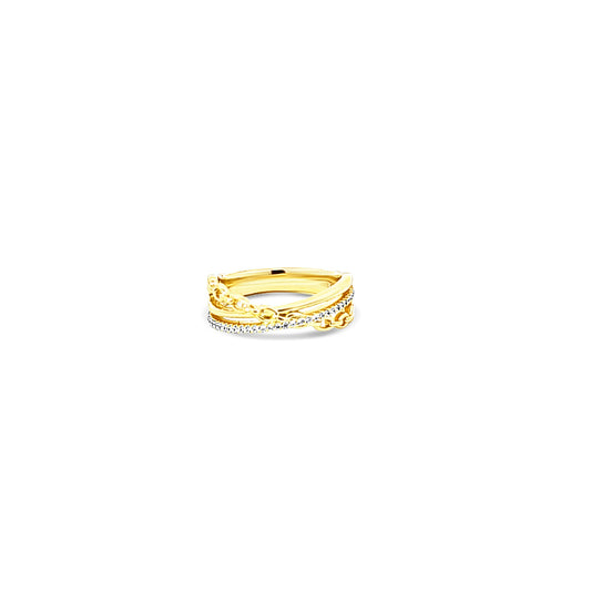 Sterling silver gold bridge ring with cz diamond row