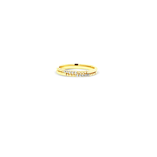 Sterling silver thin double row spaced out gold and cz diamond design