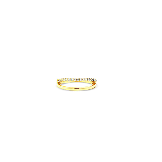 Sterling silver thin layered open ring with cz diamond row