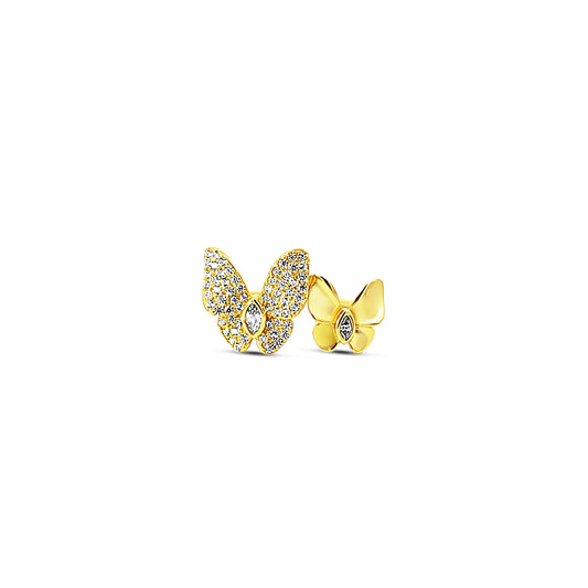 Sterling silver double butterfly ring with cz diamond