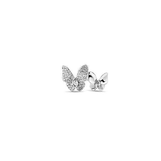 Sterling silver double butterfly ring with cz diamond