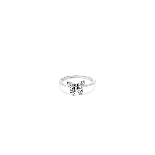 Sterling silver double butterfly ring with cz diamond