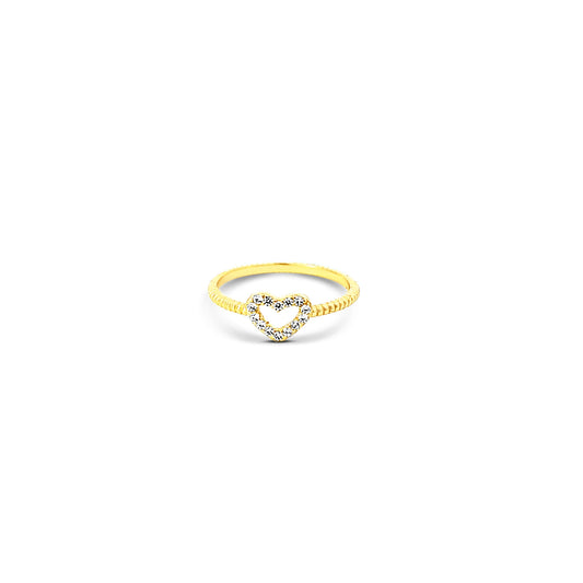 Sterling silver open cz diamond heart ring