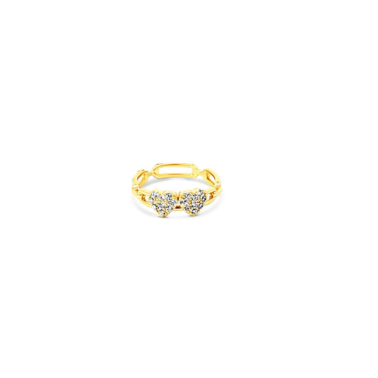 Sterling Silver double cz diamond filled heart ring