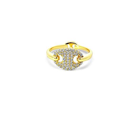 Sterling silver cz diamond gucci link ring