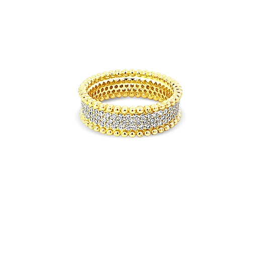 Sterling silver pave band with beaded rim