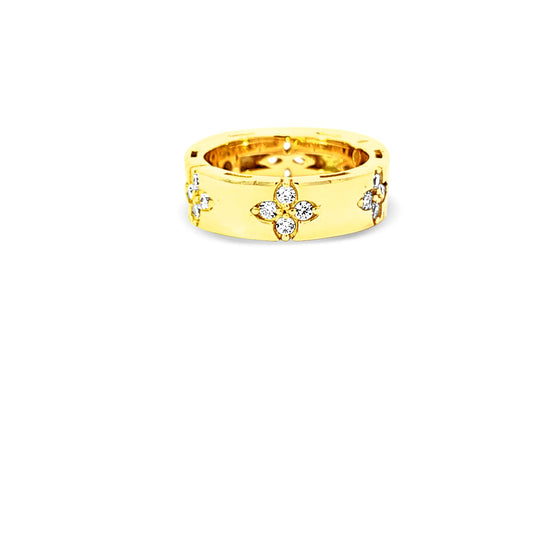 Sterling silver gold band with floral cluster