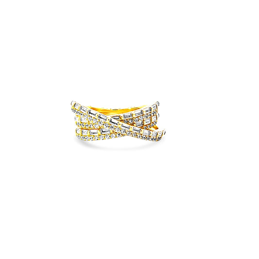 Sterling silver multi row baguette cz crossover ring