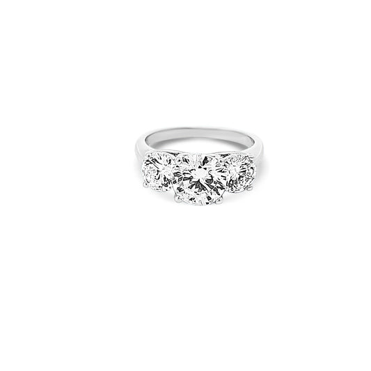 Sterling silver 3 stone cz diamond ring