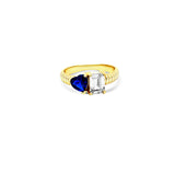 Sterling silver double sapphire and cz emerald ring