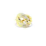 Sterling silver gold and cz diamond love-nut ring