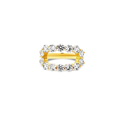 Sterling silver open cz diamond rectangle ring